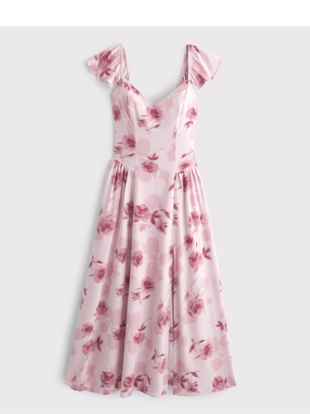 Abercrombie Pink Midi Dress with Flutter Sleeves